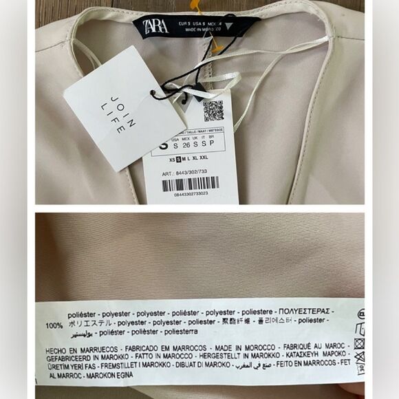 NWT ZARA Bloggers Fav Voluminous V-Neck Cream Midi Women's Dress (Size S) - Picture 10 of 10